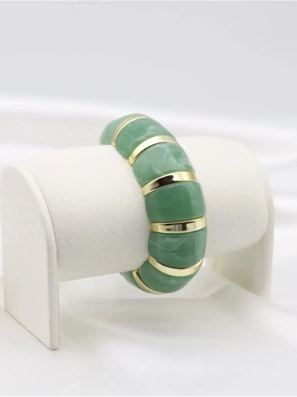Anthropologie Seafoam Resin Bracelet with Gold Accents